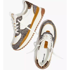 NEW Madewell Kickoff Trainer Sneakers in Leather & Spot Mix Calf Hair Womens 7M